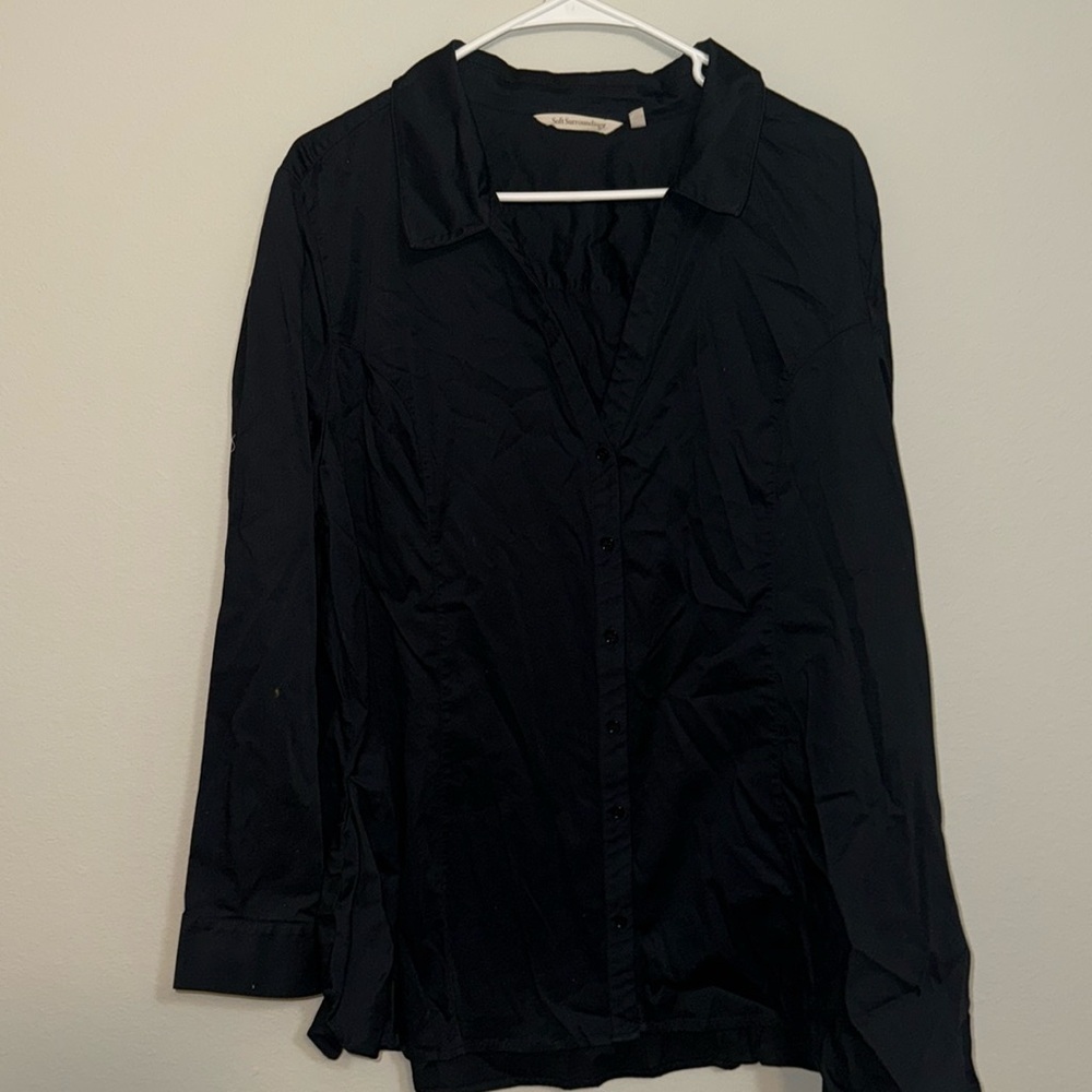 Soft Surroundings Cotton Tunic Black Button Down Size 2X. B1